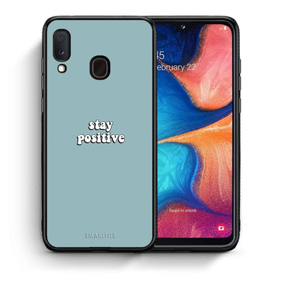 Θήκη Samsung Galaxy A30 Positive Text από τη Smartfits με σχέδιο στο πίσω μέρος και μαύρο περίβλημα | Samsung Galaxy A30 Positive Text case with colorful back and black bezels