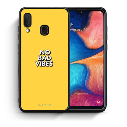 Θήκη Samsung A20e Vibes Text από τη Smartfits με σχέδιο στο πίσω μέρος και μαύρο περίβλημα | Samsung A20e Vibes Text case with colorful back and black bezels