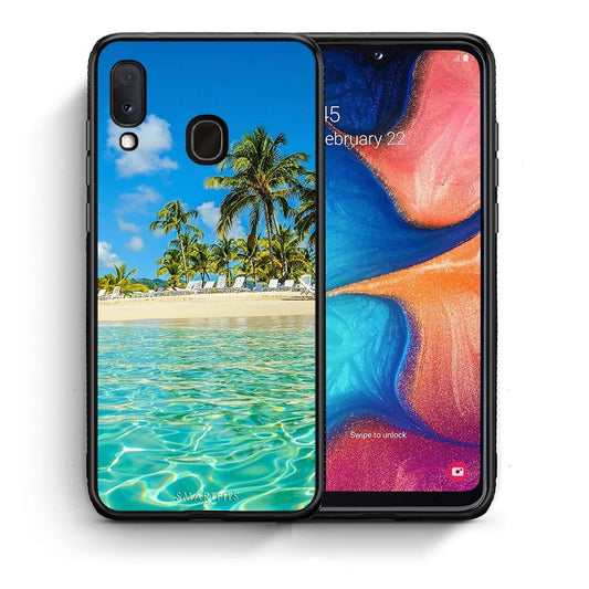 Θήκη Samsung A20e Tropical Vibes από τη Smartfits με σχέδιο στο πίσω μέρος και μαύρο περίβλημα | Samsung A20e Tropical Vibes case with colorful back and black bezels
