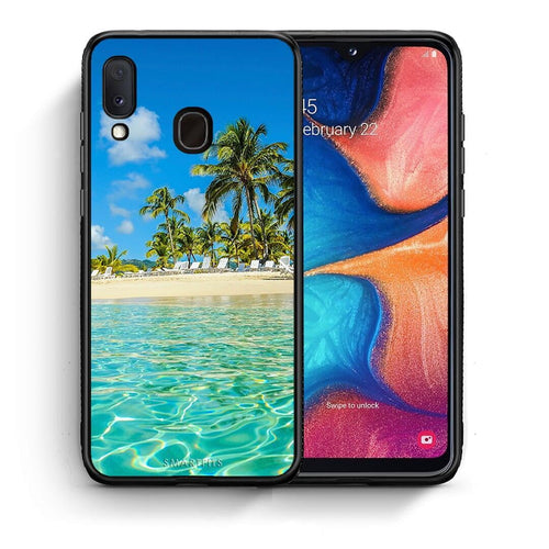 Θήκη Samsung Galaxy M20 Tropical Vibes από τη Smartfits με σχέδιο στο πίσω μέρος και μαύρο περίβλημα | Samsung Galaxy M20 Tropical Vibes case with colorful back and black bezels