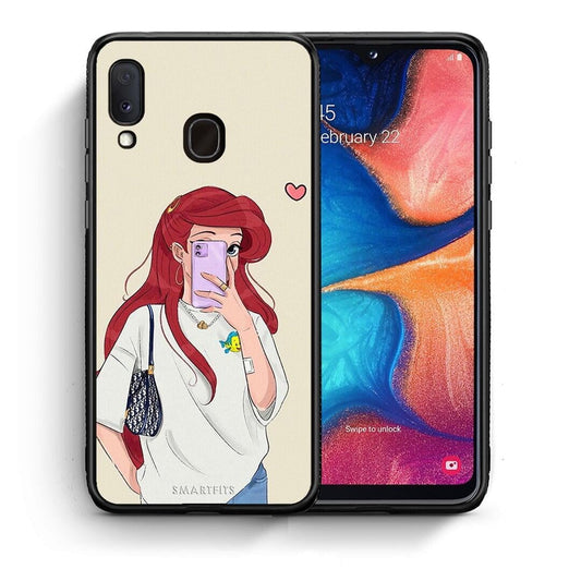 Θήκη Samsung Galaxy M20 Walking Mermaid από τη Smartfits με σχέδιο στο πίσω μέρος και μαύρο περίβλημα | Samsung Galaxy M20 Walking Mermaid case with colorful back and black bezels