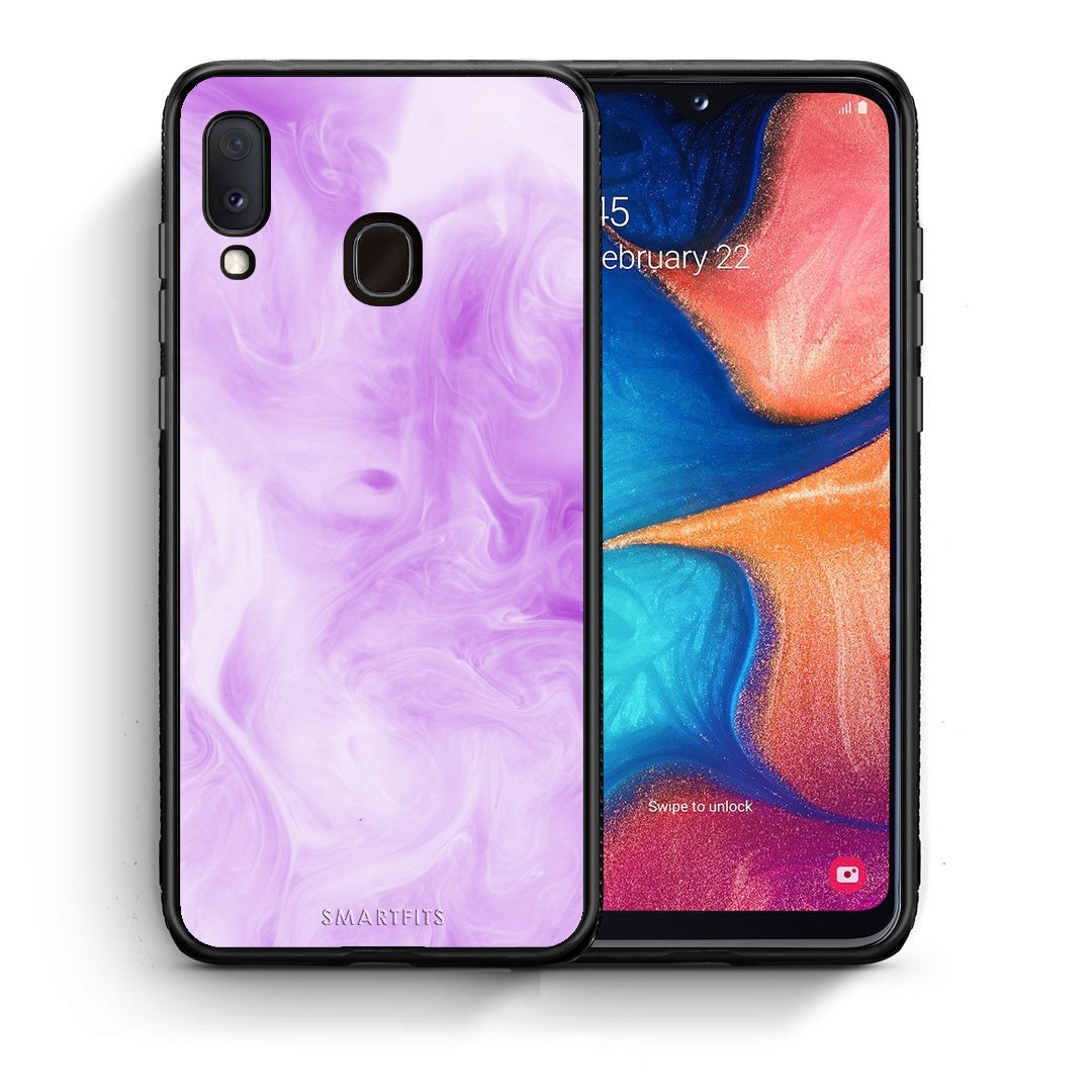 Θήκη Samsung Galaxy M20 Lavender Watercolor από τη Smartfits με σχέδιο στο πίσω μέρος και μαύρο περίβλημα | Samsung Galaxy M20 Lavender Watercolor case with colorful back and black bezels