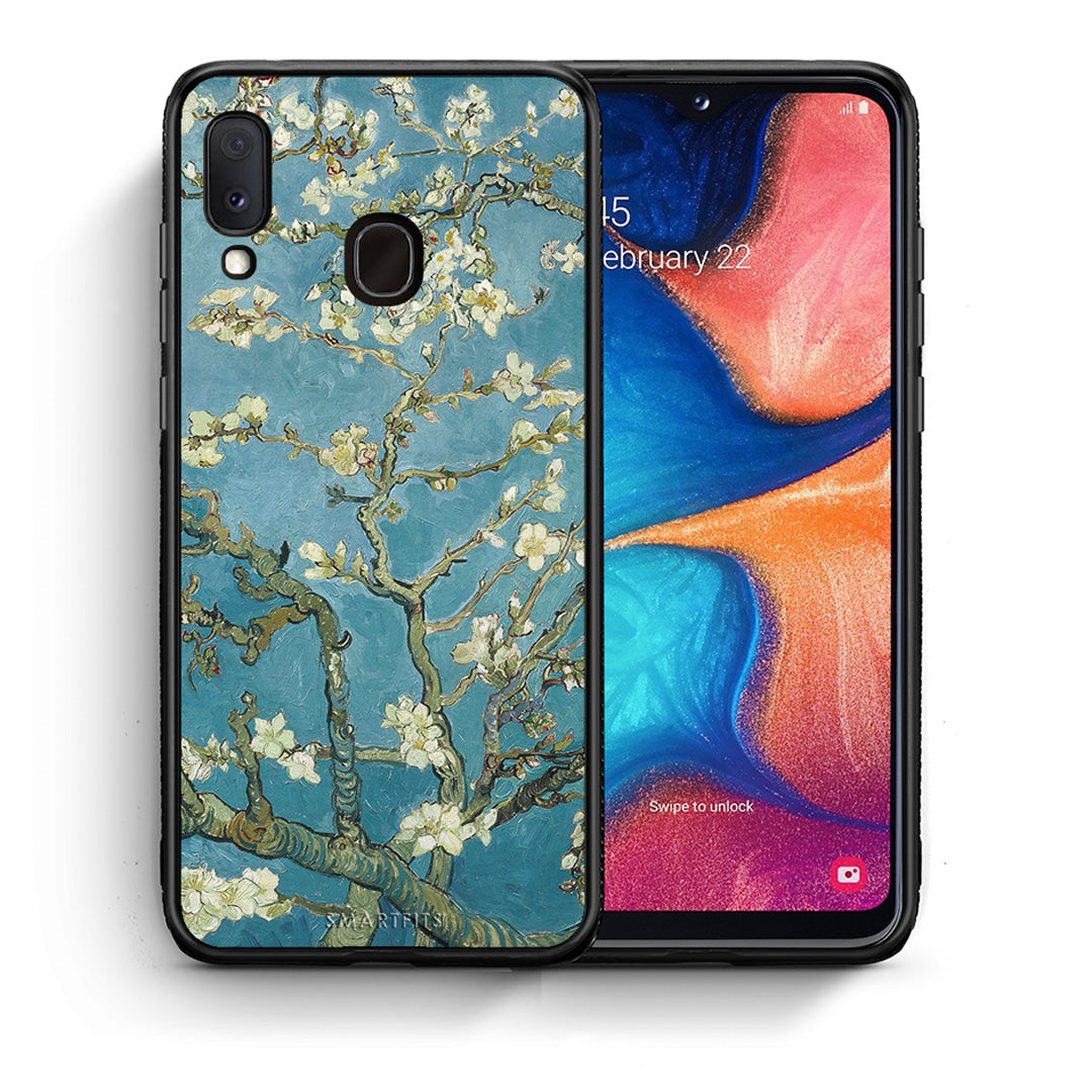 Θήκη Samsung Galaxy M20 White Blossoms από τη Smartfits με σχέδιο στο πίσω μέρος και μαύρο περίβλημα | Samsung Galaxy M20 White Blossoms case with colorful back and black bezels