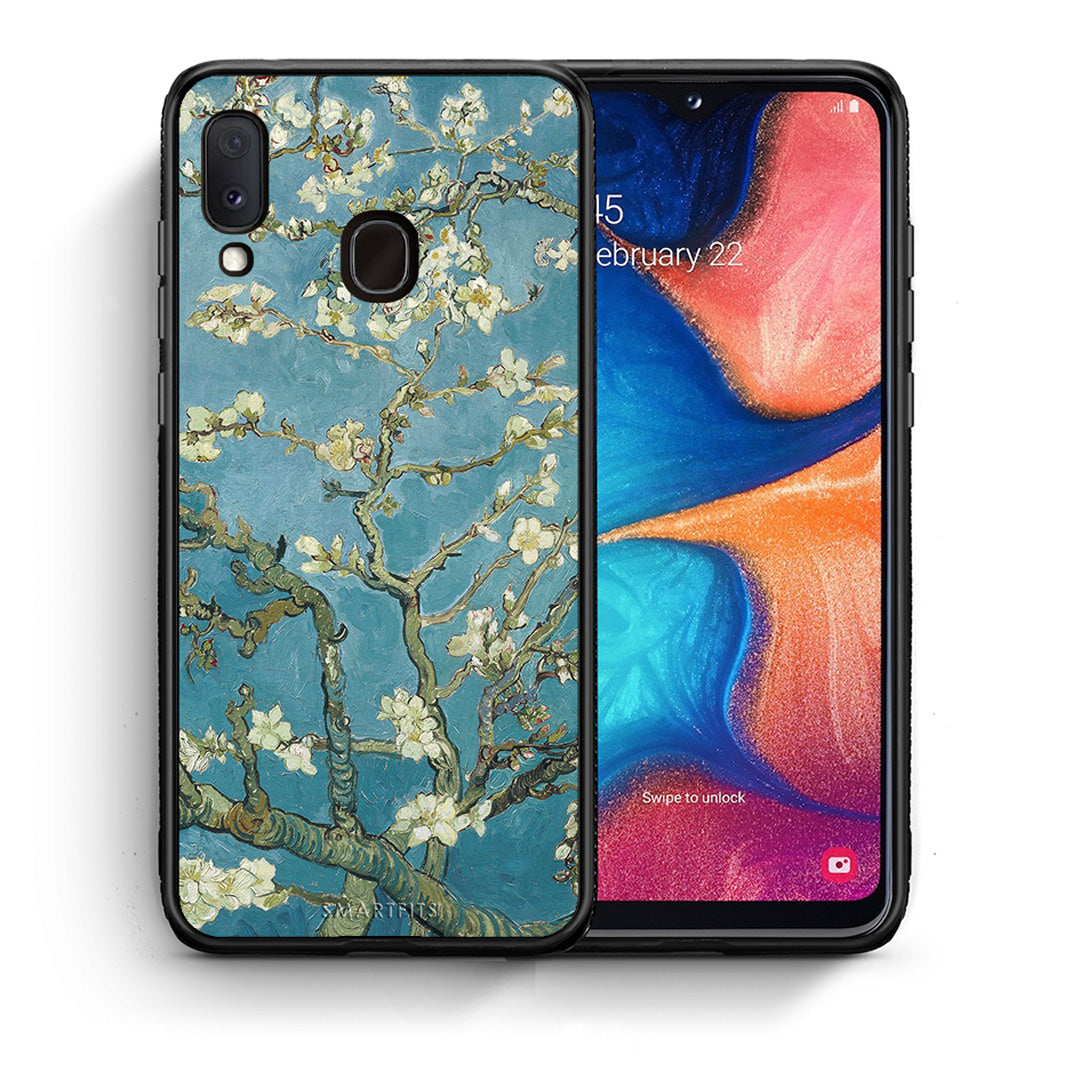 Θήκη Samsung Galaxy A30 White Blossoms από τη Smartfits με σχέδιο στο πίσω μέρος και μαύρο περίβλημα | Samsung Galaxy A30 White Blossoms case with colorful back and black bezels