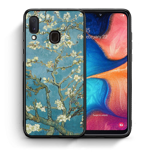 Θήκη Samsung Galaxy A30 White Blossoms από τη Smartfits με σχέδιο στο πίσω μέρος και μαύρο περίβλημα | Samsung Galaxy A30 White Blossoms case with colorful back and black bezels
