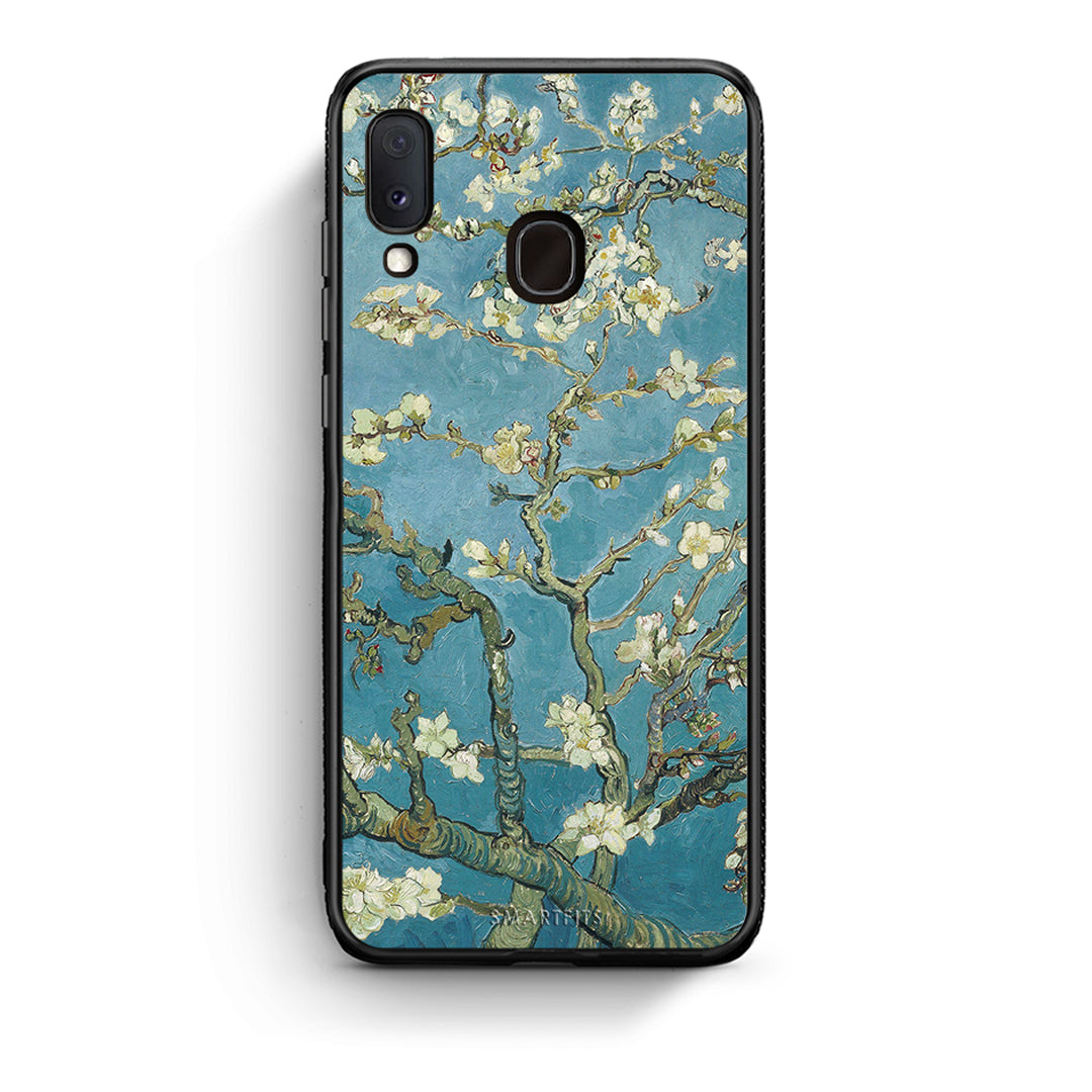 Samsung Galaxy M20 White Blossoms θήκη από τη Smartfits με σχέδιο στο πίσω μέρος και μαύρο περίβλημα | Smartphone case with colorful back and black bezels by Smartfits