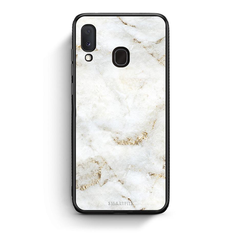 Samsung Galaxy M20 White Gold Marble θήκη από τη Smartfits με σχέδιο στο πίσω μέρος και μαύρο περίβλημα | Smartphone case with colorful back and black bezels by Smartfits