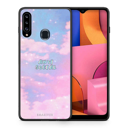 Θήκη Αγίου Βαλεντίνου Samsung Galaxy A20s Anti Social από τη Smartfits με σχέδιο στο πίσω μέρος και μαύρο περίβλημα | Samsung Galaxy A20s Anti Social case with colorful back and black bezels