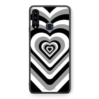 Thumbnail for Θήκη Samsung Galaxy A20s Black Hearts από τη Smartfits με σχέδιο στο πίσω μέρος και μαύρο περίβλημα | Samsung Galaxy A20s Black Hearts case with colorful back and black bezels