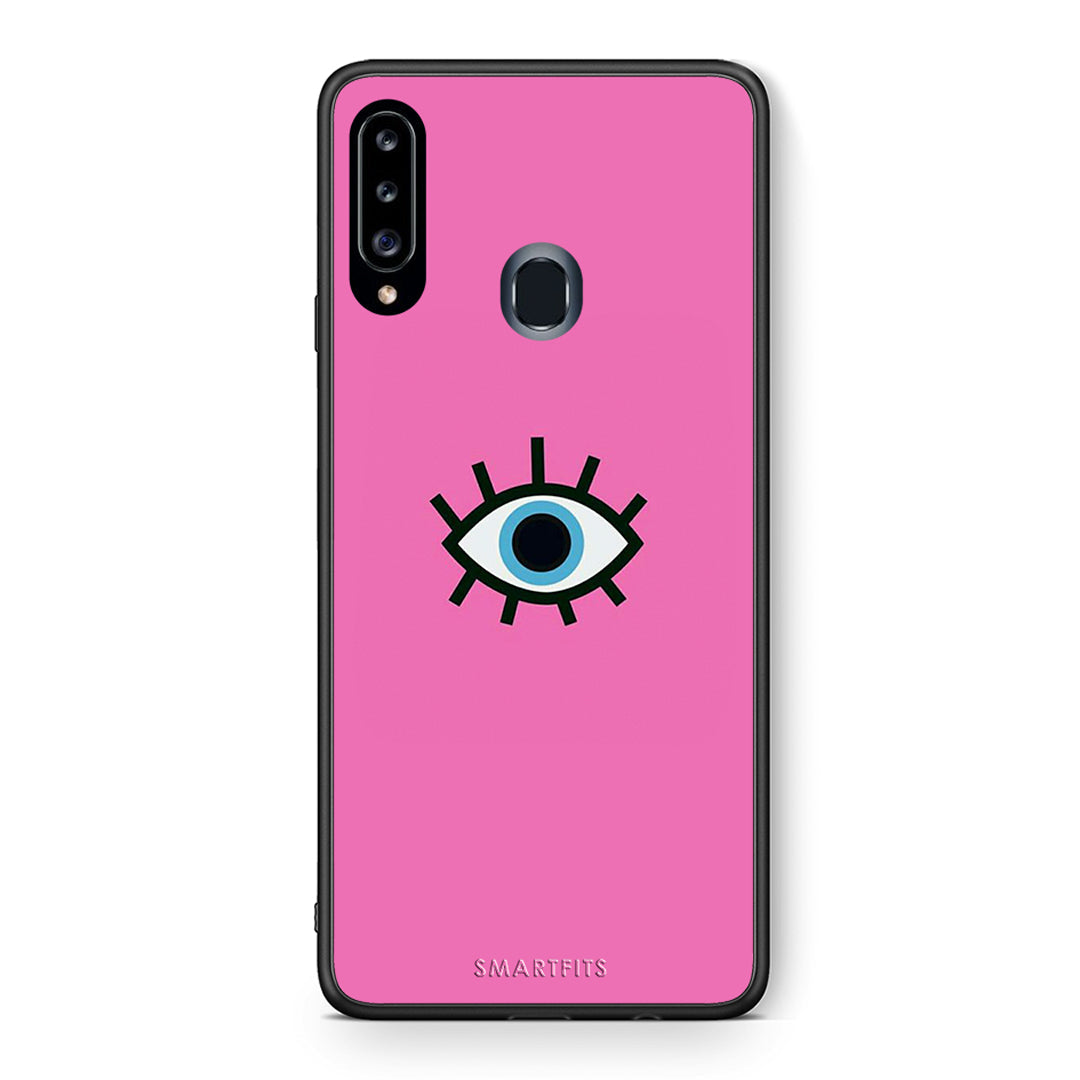 Θήκη Samsung Galaxy A20s Blue Eye Pink από τη Smartfits με σχέδιο στο πίσω μέρος και μαύρο περίβλημα | Samsung Galaxy A20s Blue Eye Pink case with colorful back and black bezels