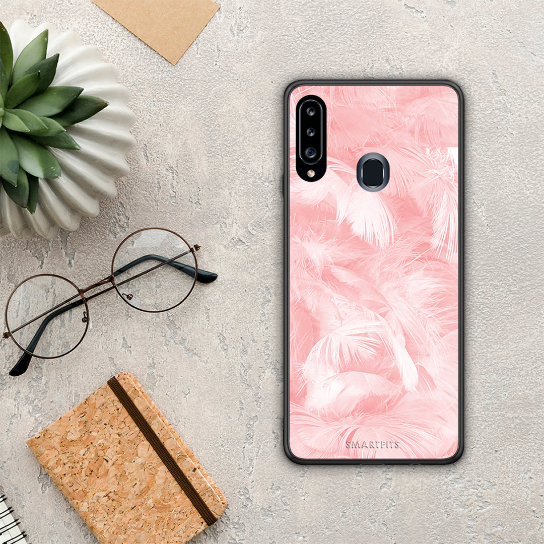 Boho Pink Feather - Samsung Galaxy A20s θήκη
