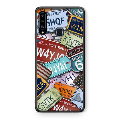 Θήκη Samsung Galaxy A20s Car Plates από τη Smartfits με σχέδιο στο πίσω μέρος και μαύρο περίβλημα | Samsung Galaxy A20s Car Plates case with colorful back and black bezels