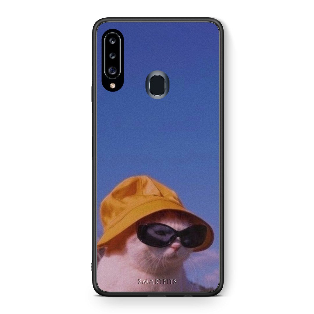 Θήκη Samsung Galaxy A20s Cat Diva από τη Smartfits με σχέδιο στο πίσω μέρος και μαύρο περίβλημα | Samsung Galaxy A20s Cat Diva case with colorful back and black bezels