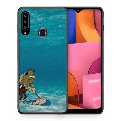 Θήκη Samsung Galaxy A20s Clean The Ocean από τη Smartfits με σχέδιο στο πίσω μέρος και μαύρο περίβλημα | Samsung Galaxy A20s Clean The Ocean case with colorful back and black bezels
