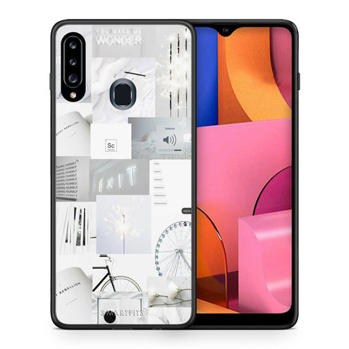 Θήκη Αγίου Βαλεντίνου Samsung Galaxy A20s Collage Make Me Wonder από τη Smartfits με σχέδιο στο πίσω μέρος και μαύρο περίβλημα | Samsung Galaxy A20s Collage Make Me Wonder case with colorful back and black bezels