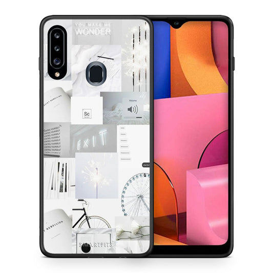 Θήκη Αγίου Βαλεντίνου Samsung Galaxy A20s Collage Make Me Wonder από τη Smartfits με σχέδιο στο πίσω μέρος και μαύρο περίβλημα | Samsung Galaxy A20s Collage Make Me Wonder case with colorful back and black bezels
