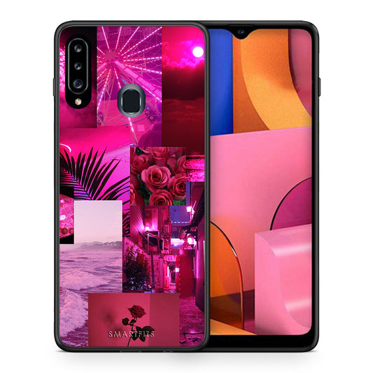 Θήκη Αγίου Βαλεντίνου Samsung Galaxy A20s Collage Red Roses από τη Smartfits με σχέδιο στο πίσω μέρος και μαύρο περίβλημα | Samsung Galaxy A20s Collage Red Roses case with colorful back and black bezels