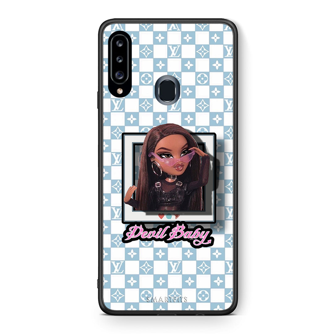 Θήκη Αγίου Βαλεντίνου Samsung Galaxy A20s Devil Baby από τη Smartfits με σχέδιο στο πίσω μέρος και μαύρο περίβλημα | Samsung Galaxy A20s Devil Baby case with colorful back and black bezels