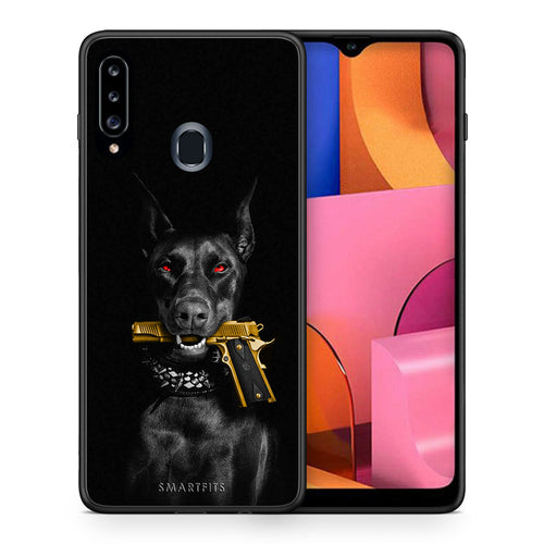 Θήκη Αγίου Βαλεντίνου Samsung Galaxy A20s Golden Gun από τη Smartfits με σχέδιο στο πίσω μέρος και μαύρο περίβλημα | Samsung Galaxy A20s Golden Gun case with colorful back and black bezels