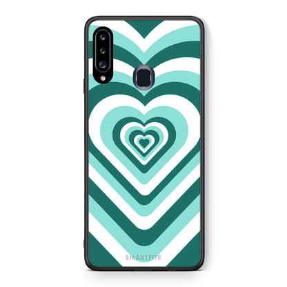 Θήκη Samsung Galaxy A20s Green Hearts από τη Smartfits με σχέδιο στο πίσω μέρος και μαύρο περίβλημα | Samsung Galaxy A20s Green Hearts case with colorful back and black bezels