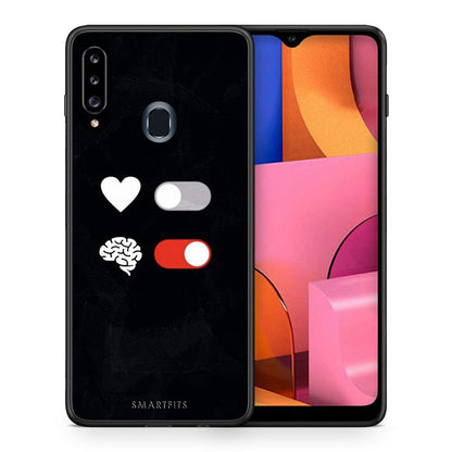 Θήκη Αγίου Βαλεντίνου Samsung Galaxy A20s Heart Vs Brain από τη Smartfits με σχέδιο στο πίσω μέρος και μαύρο περίβλημα | Samsung Galaxy A20s Heart Vs Brain case with colorful back and black bezels