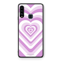 Thumbnail for Θήκη Samsung Galaxy A20s Lilac Hearts από τη Smartfits με σχέδιο στο πίσω μέρος και μαύρο περίβλημα | Samsung Galaxy A20s Lilac Hearts case with colorful back and black bezels
