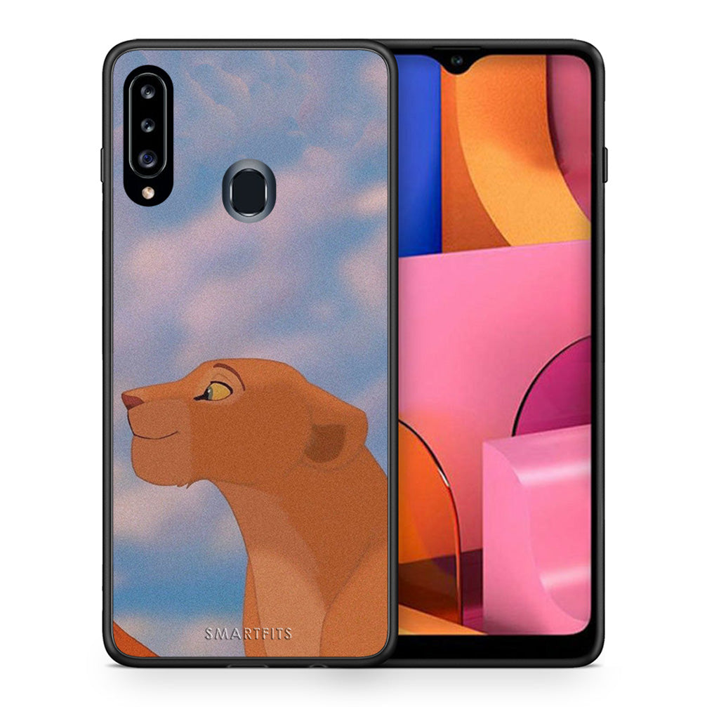 Θήκη Αγίου Βαλεντίνου Samsung Galaxy A20s Lion Love 2 από τη Smartfits με σχέδιο στο πίσω μέρος και μαύρο περίβλημα | Samsung Galaxy A20s Lion Love 2 case with colorful back and black bezels