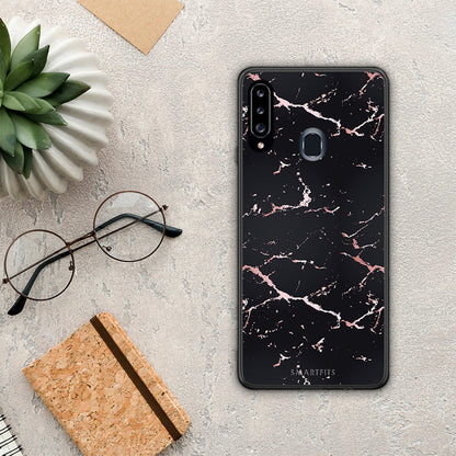 Marble Black Rosegold - Samsung Galaxy A20s θήκη