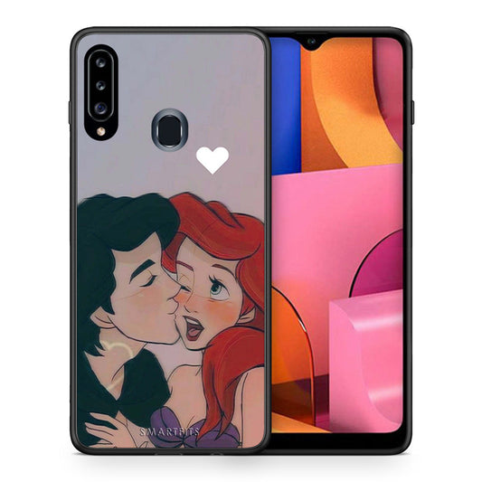 Θήκη Αγίου Βαλεντίνου Samsung Galaxy A20s Mermaid Love από τη Smartfits με σχέδιο στο πίσω μέρος και μαύρο περίβλημα | Samsung Galaxy A20s Mermaid Love case with colorful back and black bezels