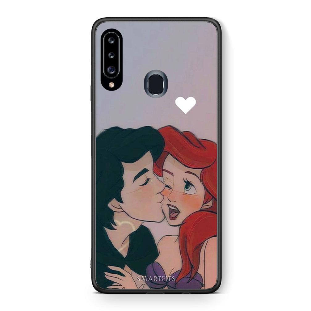 Θήκη Αγίου Βαλεντίνου Samsung Galaxy A20s Mermaid Love από τη Smartfits με σχέδιο στο πίσω μέρος και μαύρο περίβλημα | Samsung Galaxy A20s Mermaid Love case with colorful back and black bezels