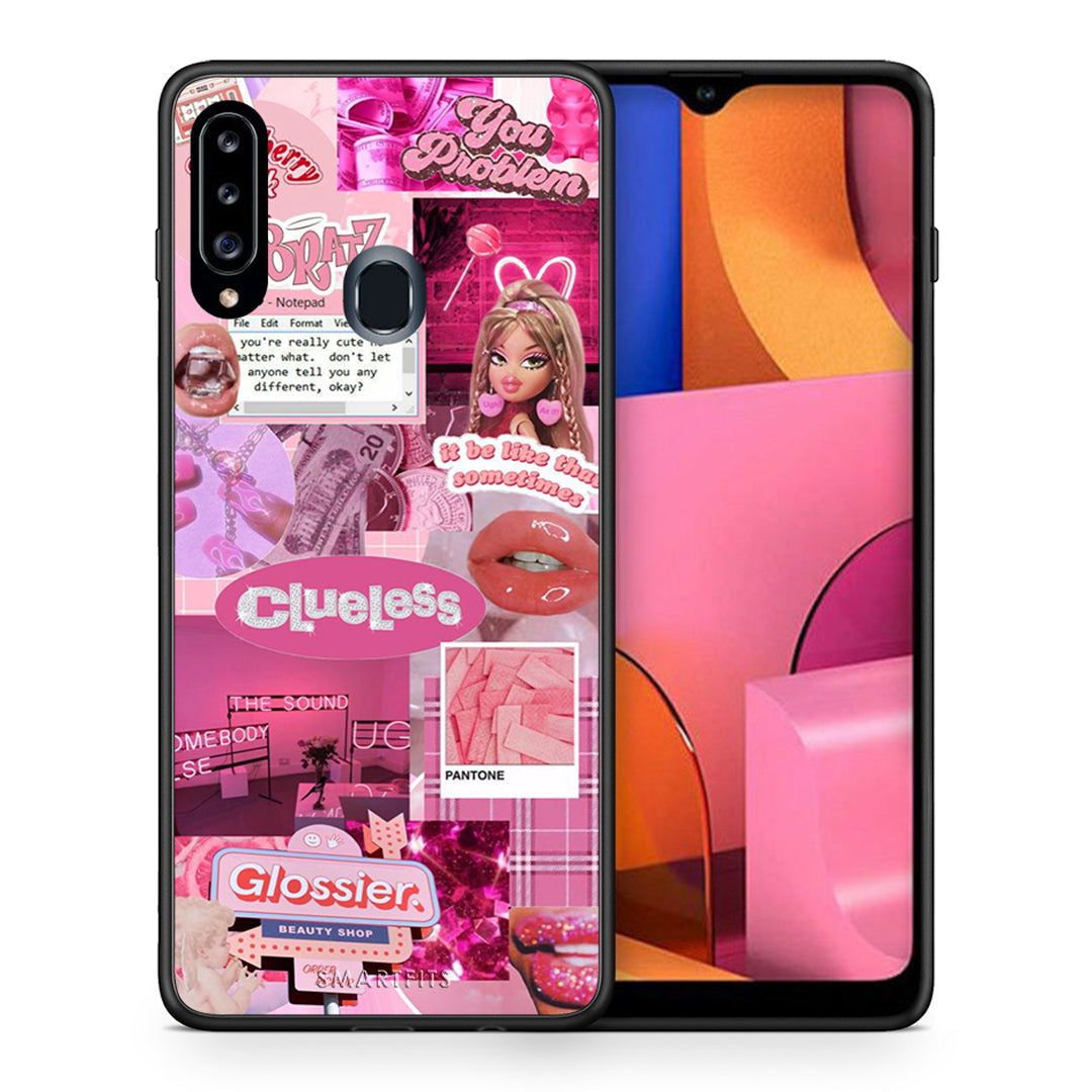 Θήκη Αγίου Βαλεντίνου Samsung Galaxy A20s Pink Love από τη Smartfits με σχέδιο στο πίσω μέρος και μαύρο περίβλημα | Samsung Galaxy A20s Pink Love case with colorful back and black bezels