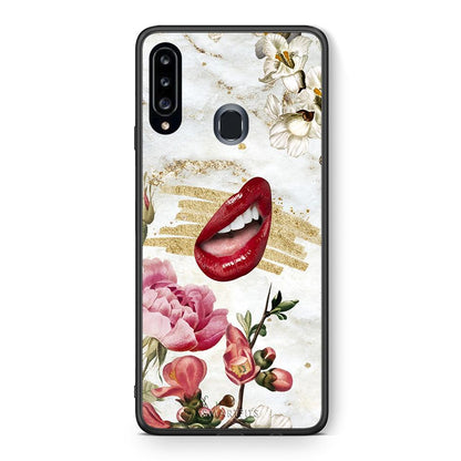 Θήκη Samsung Galaxy A20s Red Lips από τη Smartfits με σχέδιο στο πίσω μέρος και μαύρο περίβλημα | Samsung Galaxy A20s Red Lips case with colorful back and black bezels
