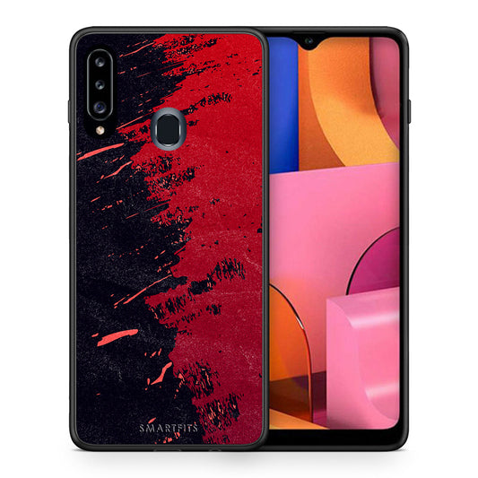 Θήκη Αγίου Βαλεντίνου Samsung Galaxy A20s Red Paint από τη Smartfits με σχέδιο στο πίσω μέρος και μαύρο περίβλημα | Samsung Galaxy A20s Red Paint case with colorful back and black bezels