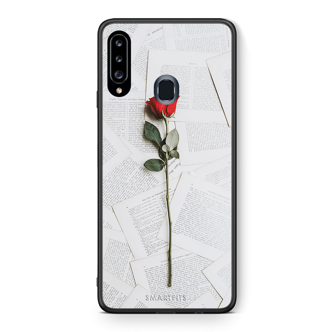Θήκη Samsung Galaxy A20s Red Rose από τη Smartfits με σχέδιο στο πίσω μέρος και μαύρο περίβλημα | Samsung Galaxy A20s Red Rose case with colorful back and black bezels