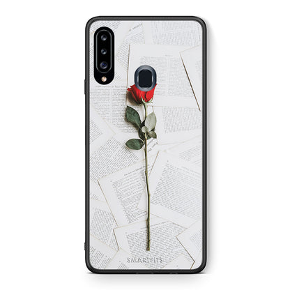 Θήκη Samsung Galaxy A20s Red Rose από τη Smartfits με σχέδιο στο πίσω μέρος και μαύρο περίβλημα | Samsung Galaxy A20s Red Rose case with colorful back and black bezels