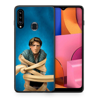Θήκη Αγίου Βαλεντίνου Samsung Galaxy A20s Tangled 1 από τη Smartfits με σχέδιο στο πίσω μέρος και μαύρο περίβλημα | Samsung Galaxy A20s Tangled 1 case with colorful back and black bezels