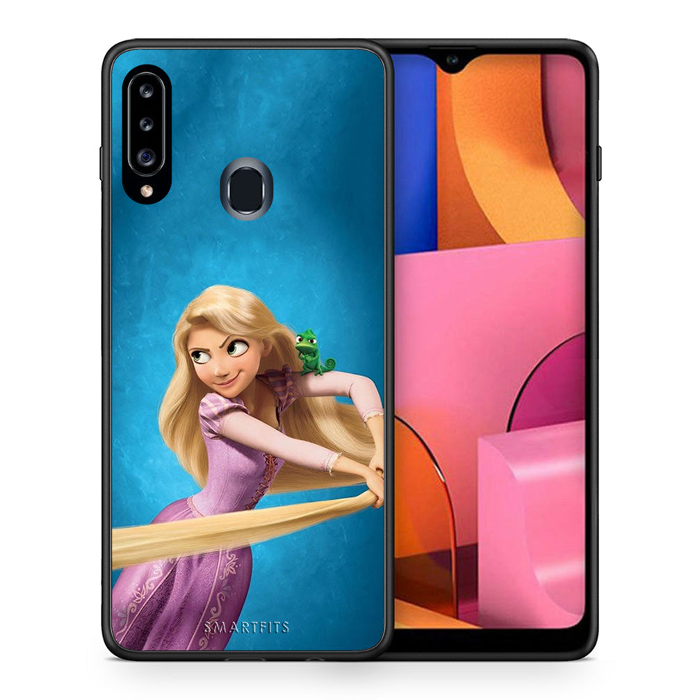 Θήκη Αγίου Βαλεντίνου Samsung Galaxy A20s Tangled 2 από τη Smartfits με σχέδιο στο πίσω μέρος και μαύρο περίβλημα | Samsung Galaxy A20s Tangled 2 case with colorful back and black bezels