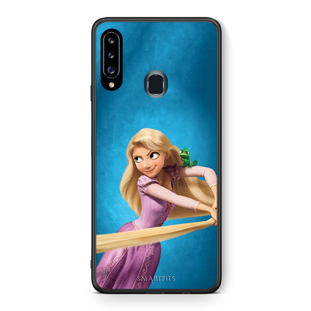 Θήκη Αγίου Βαλεντίνου Samsung Galaxy A20s Tangled 2 από τη Smartfits με σχέδιο στο πίσω μέρος και μαύρο περίβλημα | Samsung Galaxy A20s Tangled 2 case with colorful back and black bezels