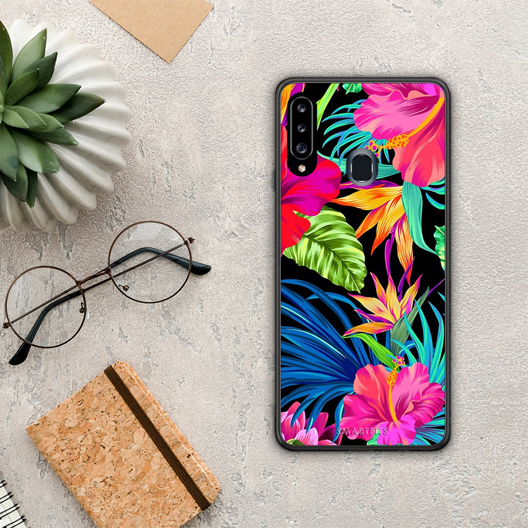 Tropical Flowers - Samsung Galaxy A20s θήκη