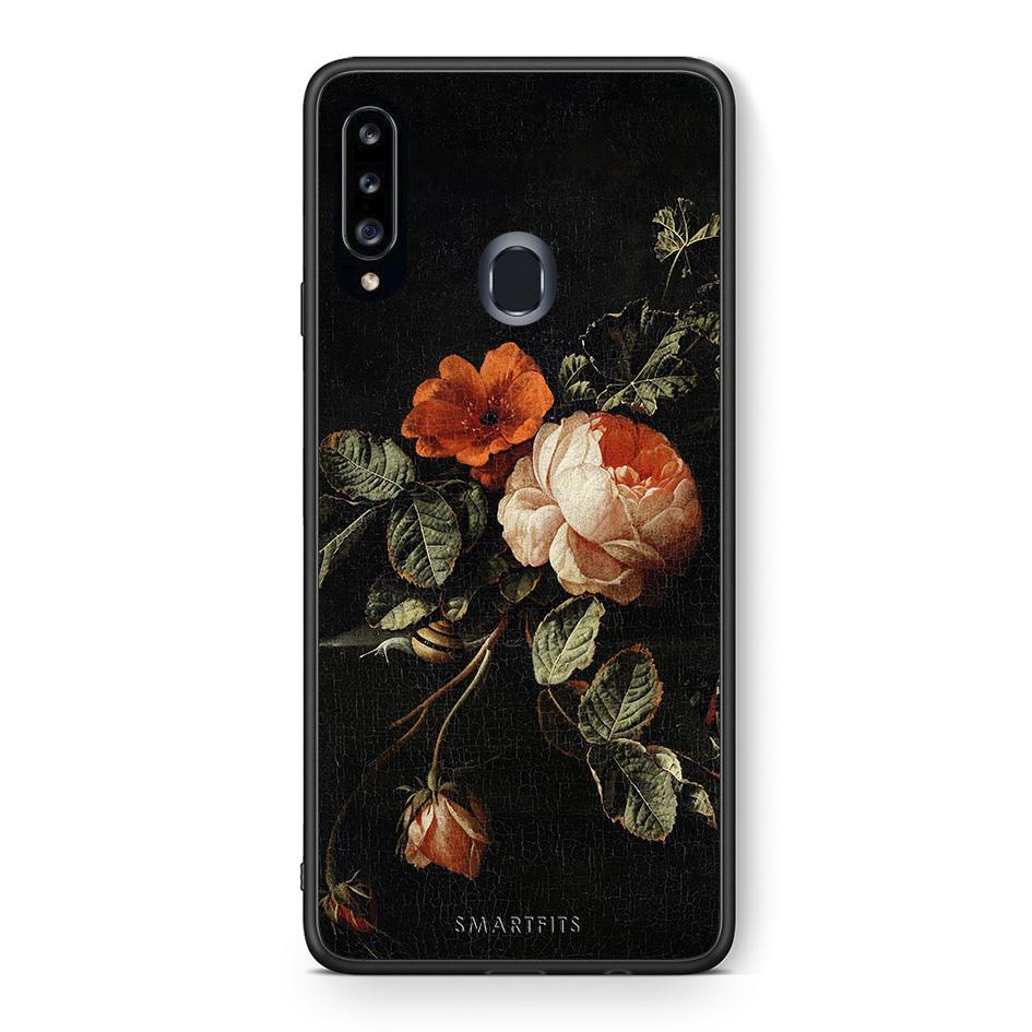 Θήκη Samsung Galaxy A20s Vintage Roses από τη Smartfits με σχέδιο στο πίσω μέρος και μαύρο περίβλημα | Samsung Galaxy A20s Vintage Roses case with colorful back and black bezels