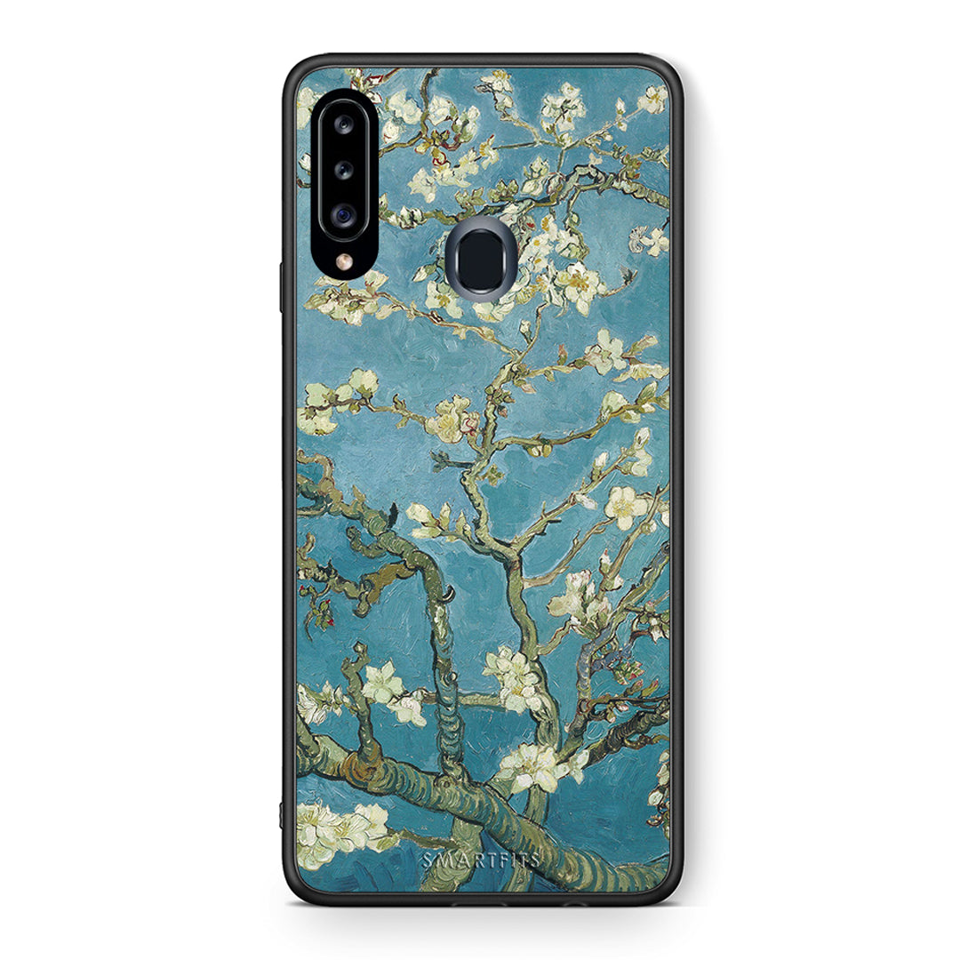 Θήκη Samsung Galaxy A20s White Blossoms από τη Smartfits με σχέδιο στο πίσω μέρος και μαύρο περίβλημα | Samsung Galaxy A20s White Blossoms case with colorful back and black bezels