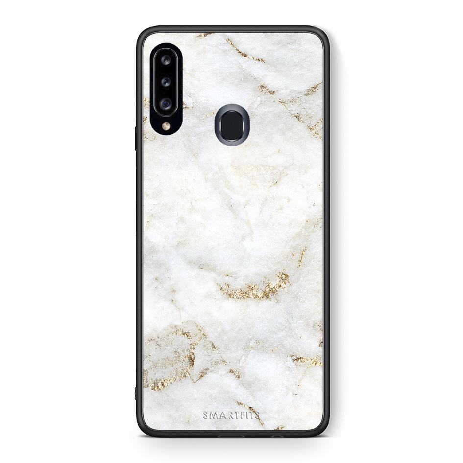 Θήκη Samsung Galaxy A20s White Gold Marble από τη Smartfits με σχέδιο στο πίσω μέρος και μαύρο περίβλημα | Samsung Galaxy A20s White Gold Marble case with colorful back and black bezels
