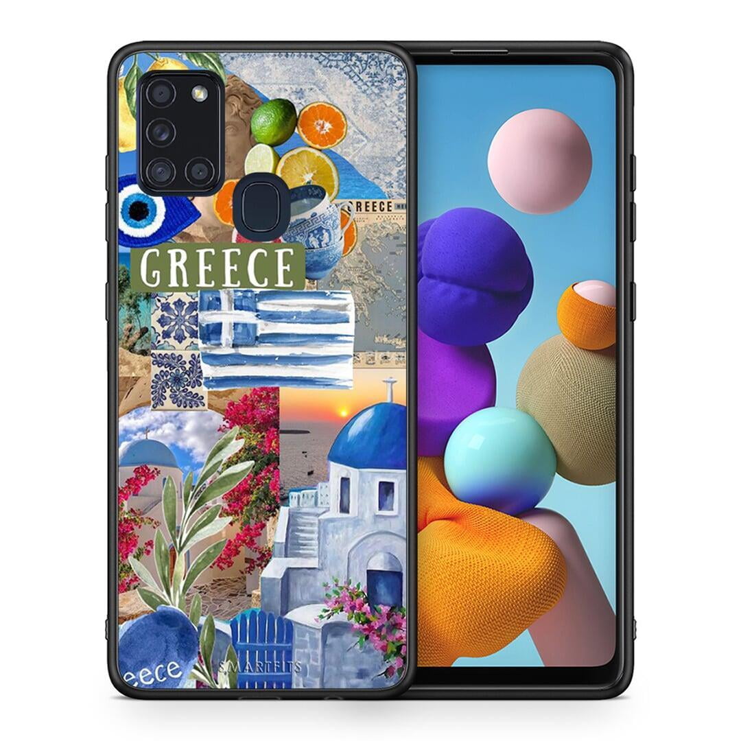 Θήκη Samsung A21s All Greek από τη Smartfits με σχέδιο στο πίσω μέρος και μαύρο περίβλημα | Samsung A21s All Greek case with colorful back and black bezels