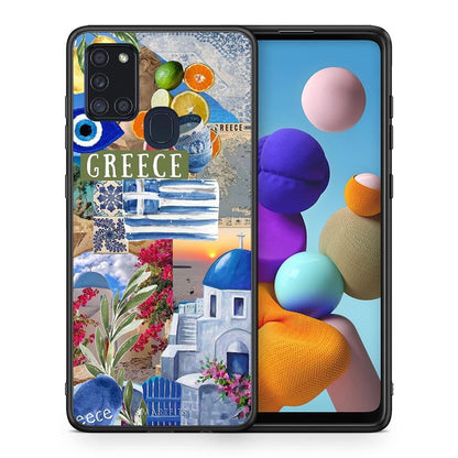 Θήκη Samsung A21s All Greek από τη Smartfits με σχέδιο στο πίσω μέρος και μαύρο περίβλημα | Samsung A21s All Greek case with colorful back and black bezels
