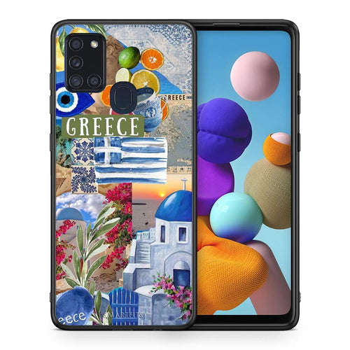 Θήκη Samsung A21s All Greek από τη Smartfits με σχέδιο στο πίσω μέρος και μαύρο περίβλημα | Samsung A21s All Greek case with colorful back and black bezels