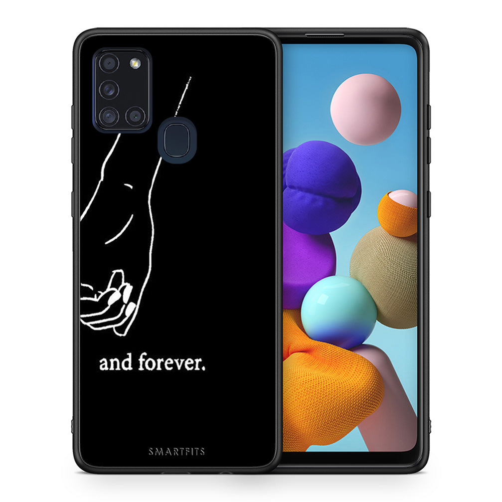 Θήκη Αγίου Βαλεντίνου Samsung A21s Always & Forever 2 από τη Smartfits με σχέδιο στο πίσω μέρος και μαύρο περίβλημα | Samsung A21s Always & Forever 2 case with colorful back and black bezels