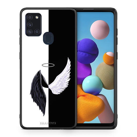 Θήκη Samsung A21s Angels Demons από τη Smartfits με σχέδιο στο πίσω μέρος και μαύρο περίβλημα | Samsung A21s Angels Demons case with colorful back and black bezels