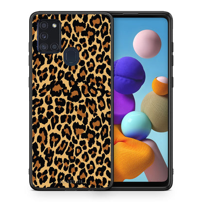 Θήκη Samsung A21s Leopard Animal από τη Smartfits με σχέδιο στο πίσω μέρος και μαύρο περίβλημα | Samsung A21s Leopard Animal case with colorful back and black bezels