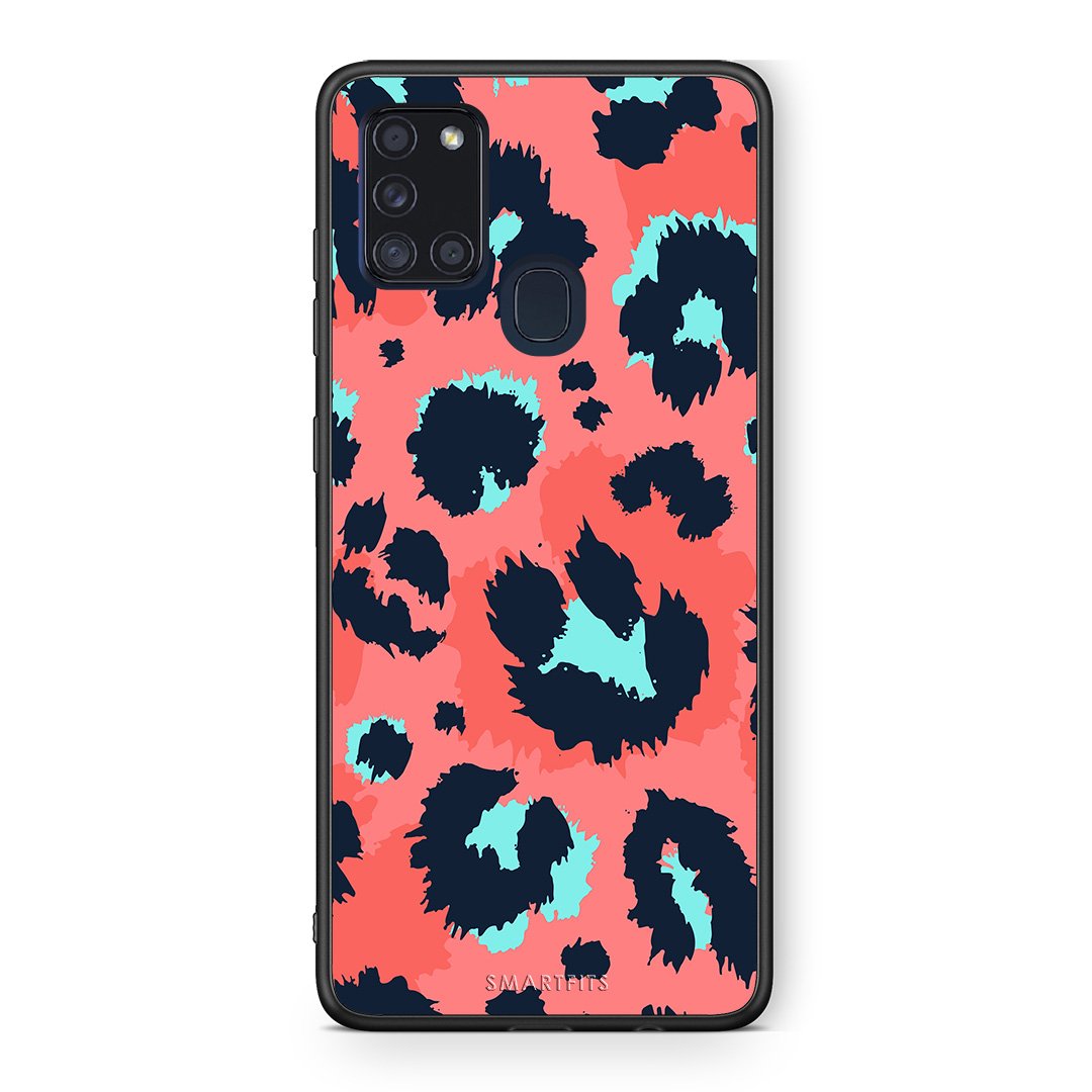 22 - Samsung A21s  Pink Leopard Animal case, cover, bumper