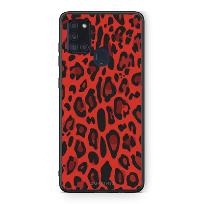 4 - Samsung A21s Red Leopard Animal case, cover, bumper